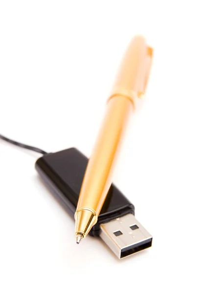Pen and flash drive — Stock Photo, Image