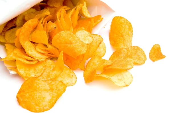 Het Beeld Van Aardappels Chips Geïsoleerd Wit — Stockfoto