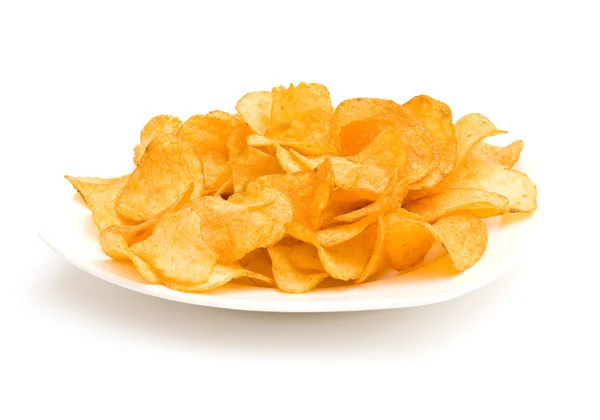 Het beeld van de plaat met aardappel chips — Stockfoto