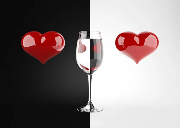 Rött hjärta bakom glas — Stockfoto
