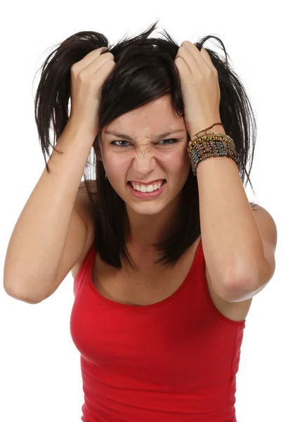 Frustrato, donna arrabbiata — Foto Stock