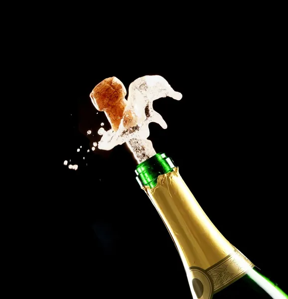 Champagne Cork and Bottle Stock Image