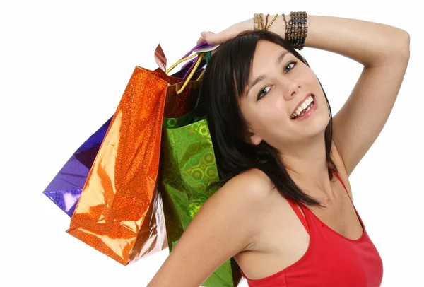Happy Shopping Beauty Girl — Stock Photo, Image
