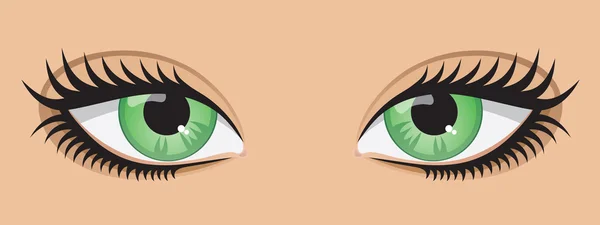 Pair Green Vector Eyes — Stock Vector