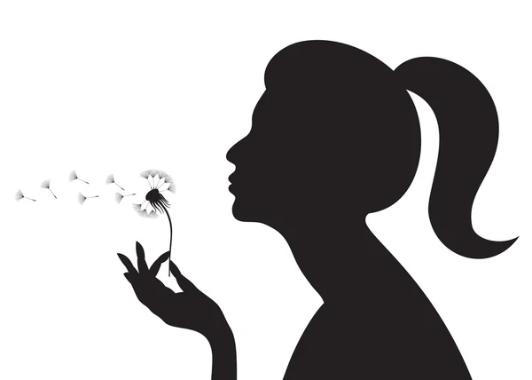 Girl with a dandelion — Stock Vector