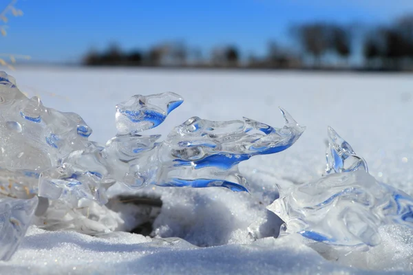 Belo Fragmento Gelo Lago Congelado Inverno — Fotografia de Stock