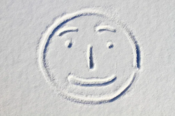 Smileygezicht Sneeuw Achtergrond Getekend — Stockfoto