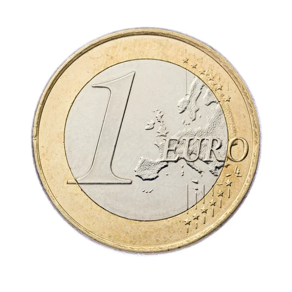 Одна Монета Євро Ізольована Білому Тлі — стокове фото