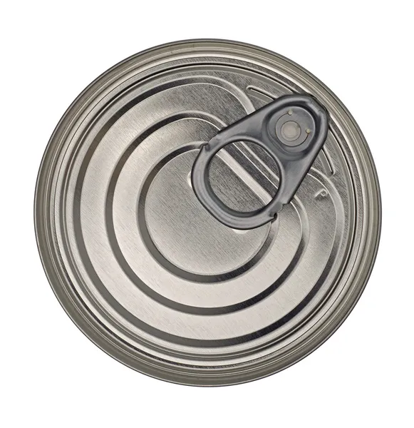 Food Tin Can Lid Isolated White Background — Stock Photo, Image