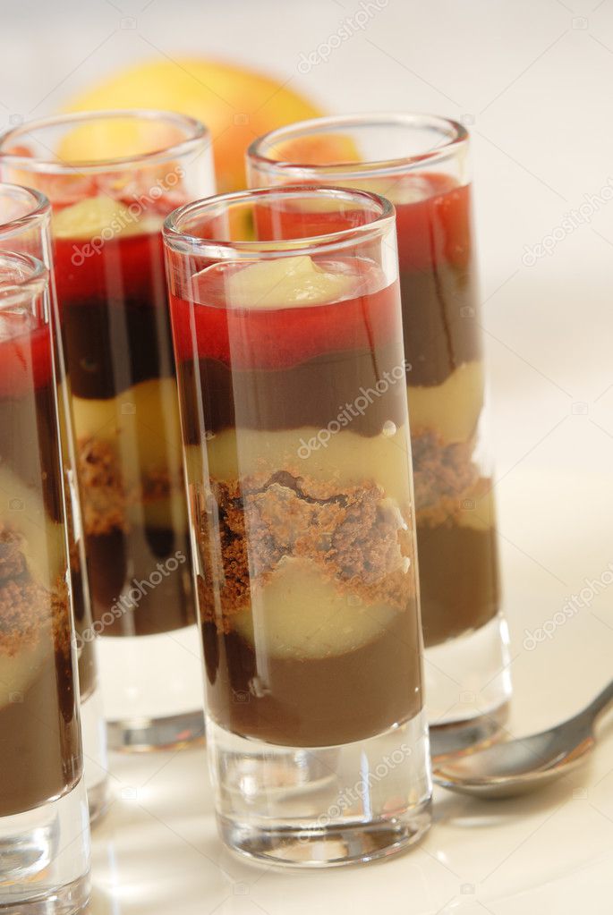 Chocolate raspberry dessert glasses