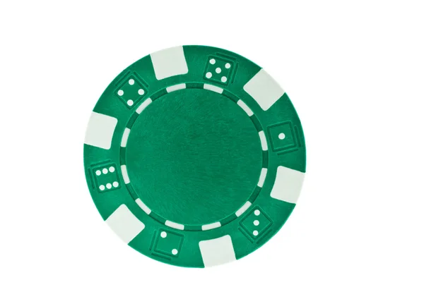 Τσιπ πόκερ πράσινο που απομονώνονται σε λευκό φόντο — Φωτογραφία Αρχείου