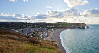 Etretat görünümü, normandy, Fransa