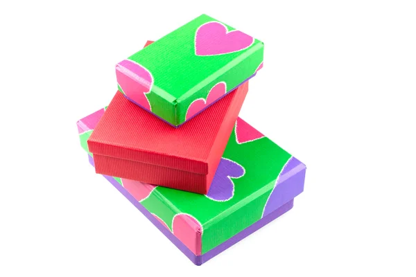 Sevgililer günü boyalı üç hediye kutuları — Stok fotoğraf