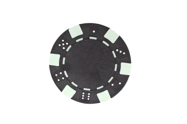Černé poker chip izolované — Stock fotografie
