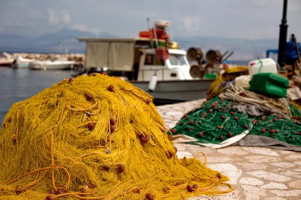 Fishing nets in harbor — Stock Photo, Image