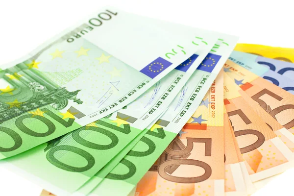 Euro notes sur fond blanc — Photo