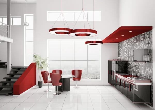 Interieur van moderne keuken 3d — Stockfoto