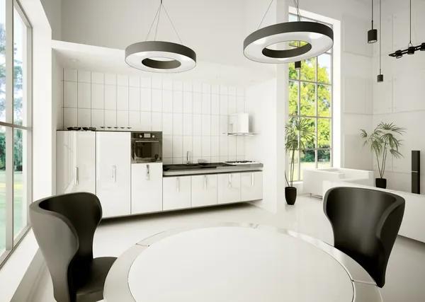 Interior da cozinha moderna 3d — Fotografia de Stock
