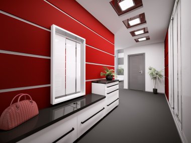 İç modern giriş salonu 3d render