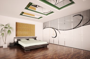 modern yatak odası iç 3d render