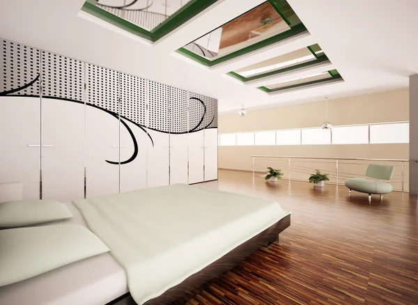 Modern yatak odası iç 3d render — Stok fotoğraf
