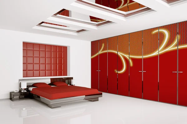 Dormitorio moderno interior 3d render —  Fotos de Stock