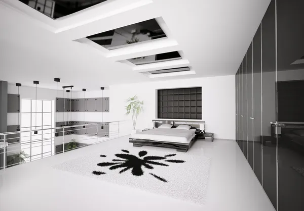 Chambre à coucher moderne intérieur 3d — Photo