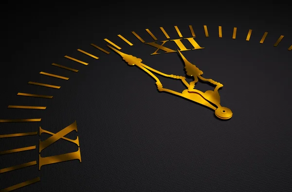 Horloge noire avec des mains dorées 3d — Photo