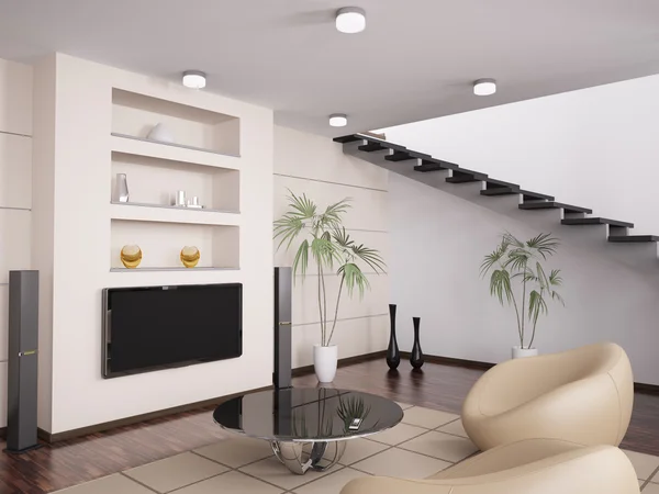 Moderní obývací pokoj interiér 3d vykreslení Royalty Free Stock Obrázky