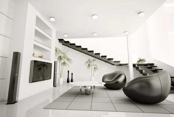 Sala de estar interior 3d render — Fotografia de Stock