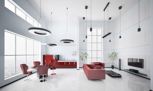 Moderno apartamento interior 3d render —  Fotos de Stock