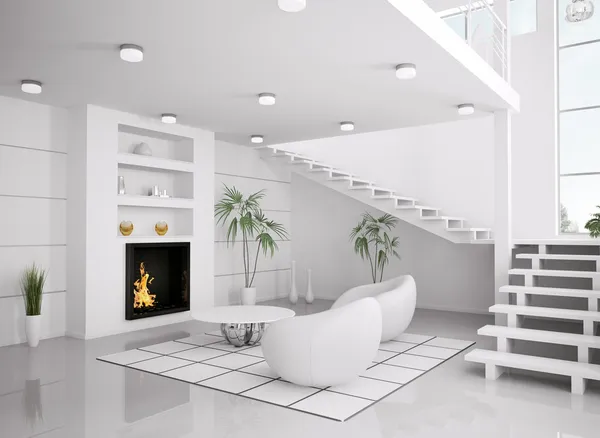 Witte schaal van planten op tafel in moderne woonkamer — stockfoto ... Woonkamer planten tafel