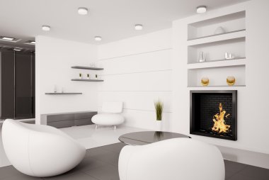 Living room Interior 3d render clipart