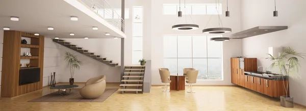 现代室内装饰的公寓 3d 渲染 — 图库照片