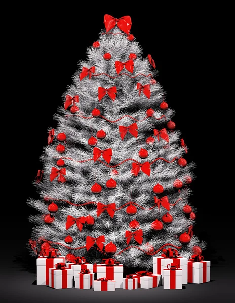Kerstboom over de zwarte 3d — Stockfoto