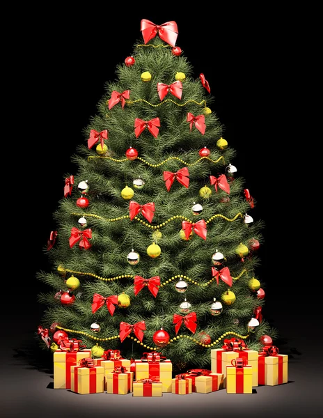 圣诞树上的黑色 3d — 图库照片