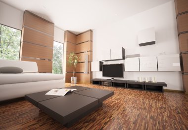 Modern living room interior 3d render clipart