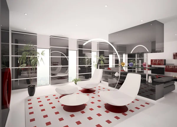 Интерьер современной квартиры 3d рендеринг — стоковое фото