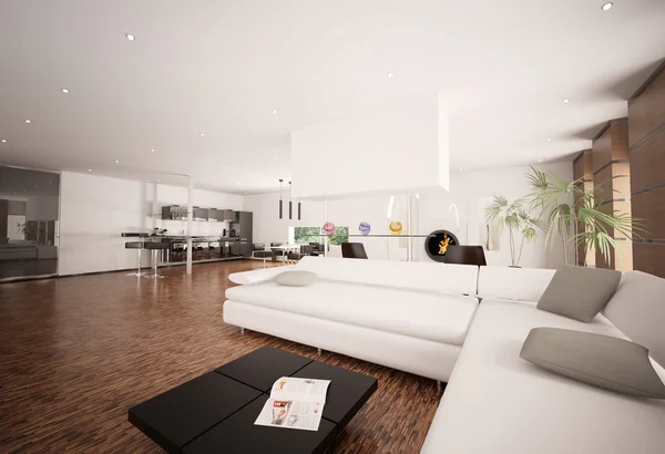 Интерьер современной квартиры 3d рендеринг — стоковое фото