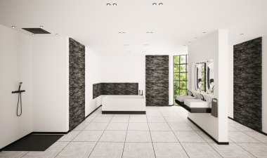 Modern bathroom interior 3d render clipart