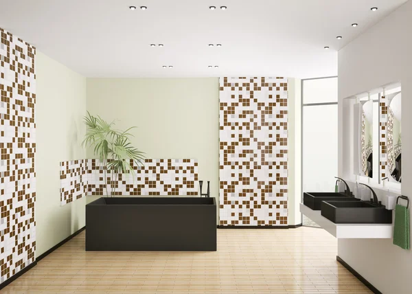 Interno del bagno moderno rendering 3d — Foto Stock