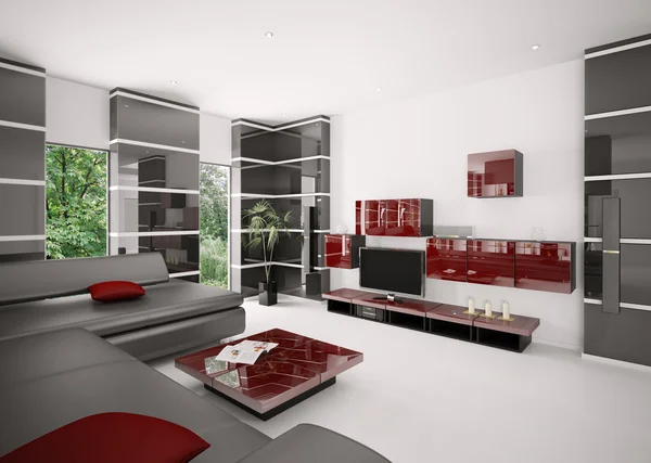 Moderno soggiorno interno 3d rendering — Foto Stock