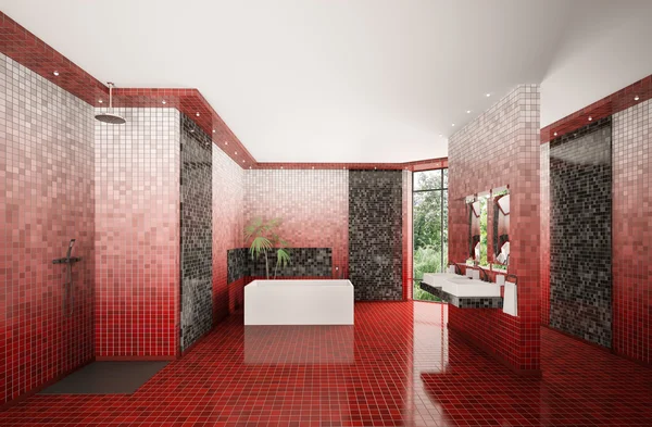 Modernes Badezimmer Innenausstattung 3D-Render — Stockfoto