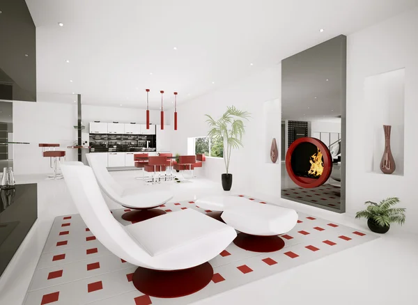 Interior de apartamento moderno 3d render —  Fotos de Stock