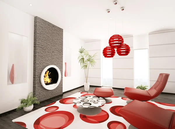 Moderne interieur van woonkamer 3d render — Stockfoto