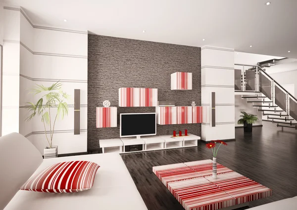 Modern Living Room Lcd Interior Render — Stock Photo, Image