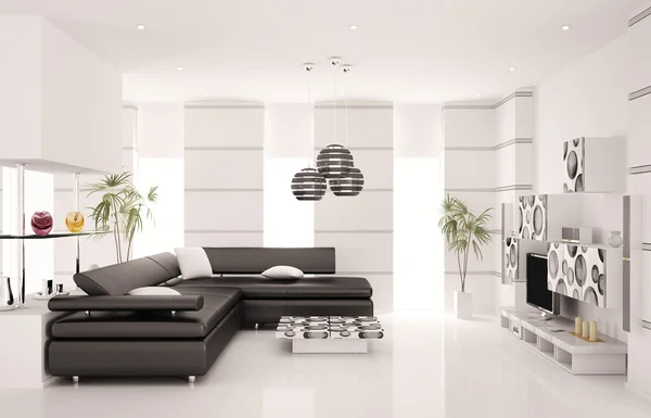 Moderne woonkamer interieur 3d renderen Stockfoto