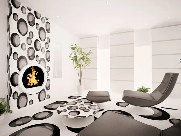 Современный интерьер гостиной 3D рендеринг — стоковое фото