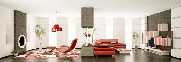 현대 아파트 인테리어 파노라마 3d — 스톡 사진