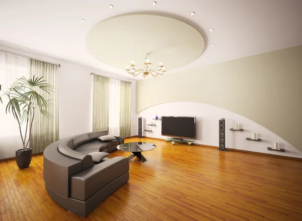 Modern Living Room Lcd Interior Render — Stock Photo, Image